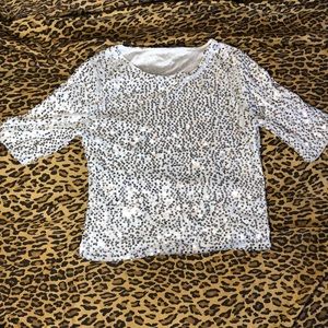 Silver sparkle party top